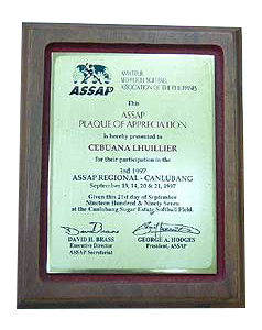 1997 2nd ASSAP Regional Alabang Plaque of Appreciation