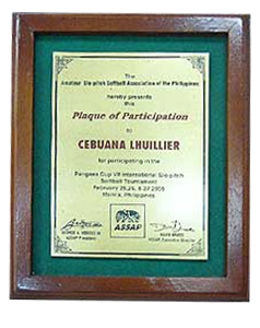 1999 Pangaea Cup VI Plaque of Participation